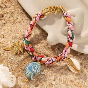 Colorful Braided Shell Charm Bracelet
